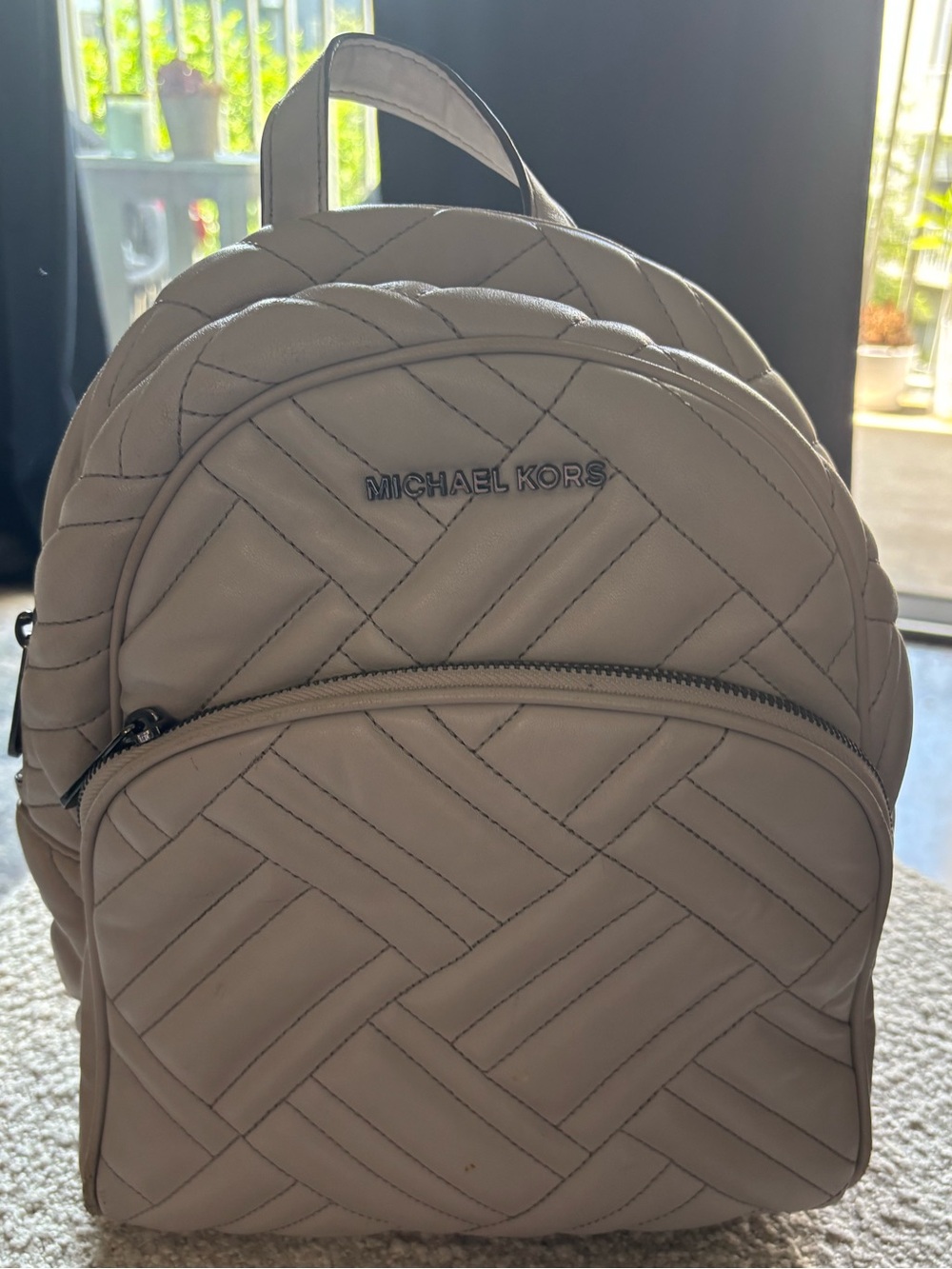 Michael Kors Quilted Round Crossbody Bag in Light Beige